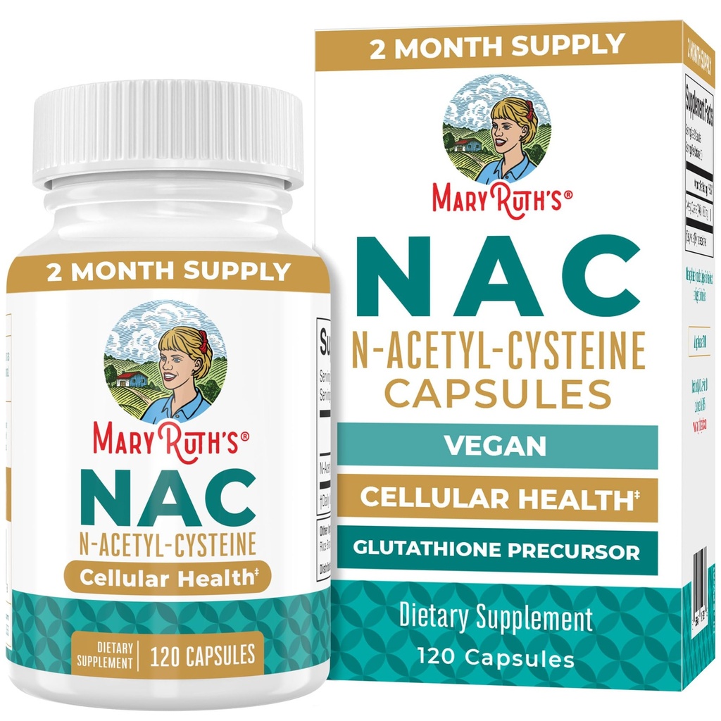 MaryRuth Organics Supplément NAC N-acétyl Cysteine.Approvisionnement de 2 mois NAC 1000mg par portion.Gélules véganes.Acide amino.Acide non-OGM.