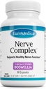Complexe EuroMedica Nerve - Supplément à base de plantes avec vitamine bioactive B12 - Supplément de soutien de la santé circulatoire et nerveuse - Capsules végétaliennes avec Boswellia Serrata - 60 Capsules