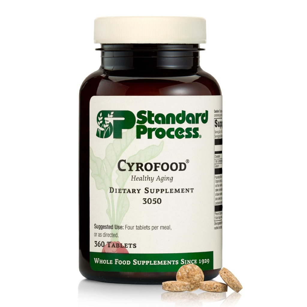 Procédé standard Cyrofood - Supplément de soutien au vieillissement en santé - Supplément nutritionnel avec adrénal bovin, poudre de champignons Reishi, carotte biologique et plus - Supplément alimentaire complet - 360 comprimés