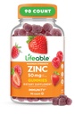 Gummées de zinc vivaces de 50mg de Grande Dégustation Naturelle Vitamines de zinc d'arôme de gluten, Végétarienne, Sans OGM Zinc Chewable de 90 Gummées
