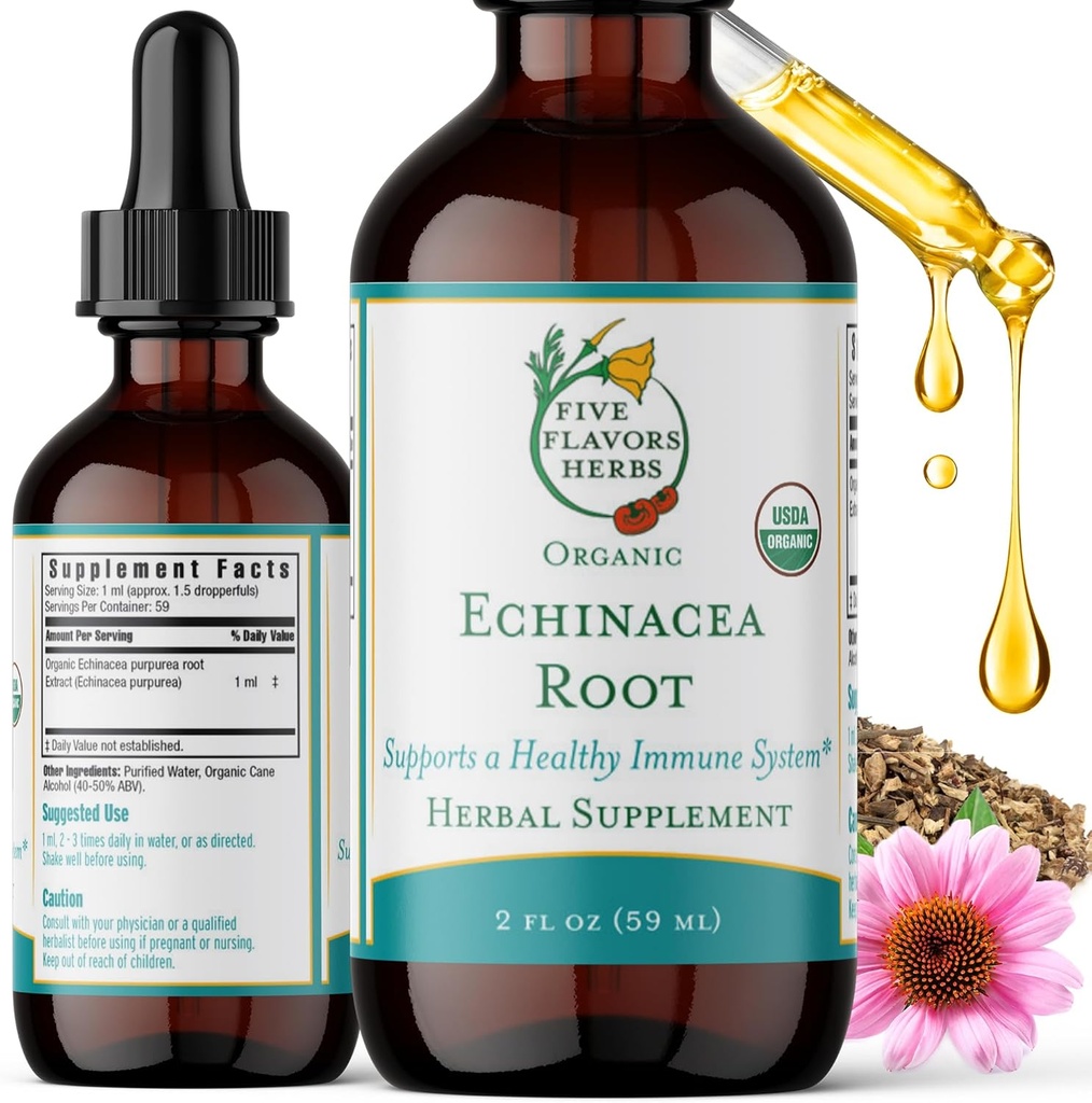 Teinture des racines d'échinacée - Support du système immunitaire, pour les piqûres, les piqûres et les plaies, l'avoine lactée, supplément à base de plantes - 2 Fl Oz
