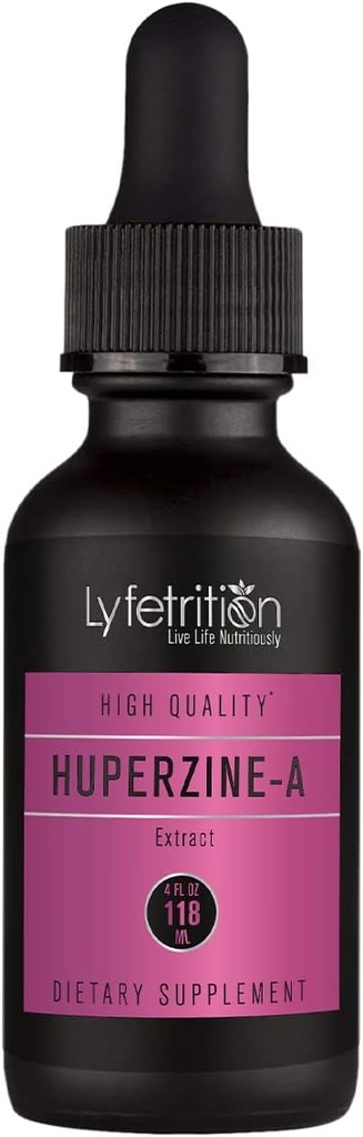 Lyfetrition Huperzine- A Supplément 380 mg, 4 Oz Liquide, 220 portions, Fabriqué aux États-Unis, Absorption rapide, Ingrédients de Potent de Qualité, Troisième partie testée, Non-OGM, GMP certifié, Produits sans cruauté