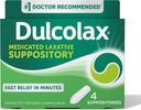 Dulcolax Stimulant Laxatif Suppositoires médicamentées, Prodictable & Effective Constipation Relief, Bisacodyl 10 mg, 4 Compte