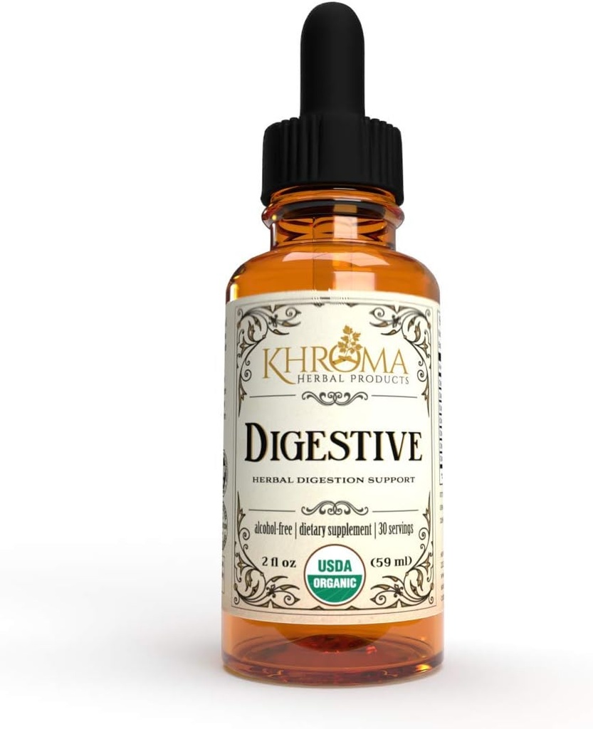 Mélange digestif biologique Khroma - 2 oz de supplément alimentaire liquide - 30 portions dans une bouteille de verre