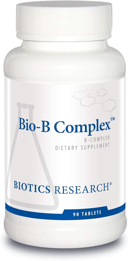 Recherche en biotique Complexe Bio B Haute puissance B-Complexe avec le folate et les vitamines B2, B6 et B12 pour la production d'énergie, soutient la fonction cardiovasculaire, les voies métaboliques, la santé cérébrale 90 Tabs