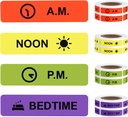 Stickers Médecine Instruction Médicament Étiquette Papier Permanent Étiquette AM NOON PM Lit pour Pill case Planner 0,4 * 1,6inch (500 par rouleau 4 Pack)