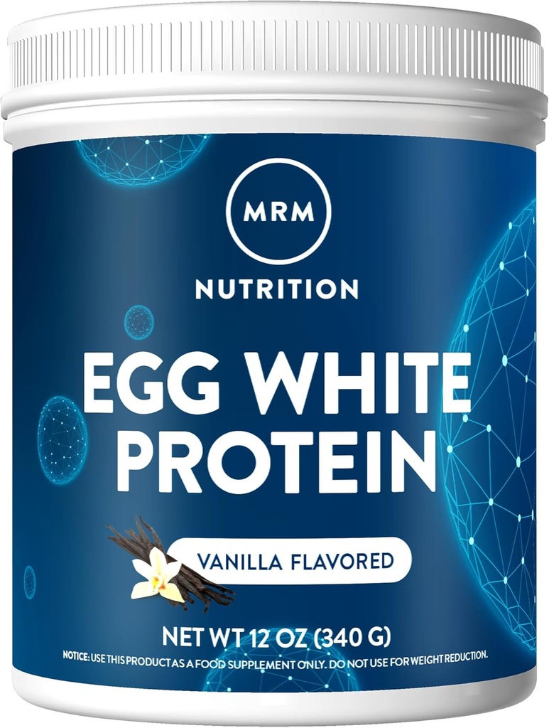 MRM Nutrition Egg White Protein | Vanilla Flavored | 23g Fat-Free Protein | with Digestive enzymes | Highest Biological Value | Clinically Tested | 10 Servings