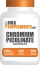 BulkSupplements.com Capsules de picolinate de chrome - Supplément de chrome, Supplément minéral - Sans gluten, 1 Capsule par portion, 365 Nombre (paquet de 1)