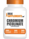 BulkSupplements.com Capsules de picolinate de chrome - Supplément de chrome, Supplément minéral - Sans gluten, 1 Capsule par portion, 365 Nombre (paquet de 1)