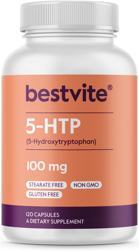 BESTVITE 5-HTP 100mg (120 gélules) - Pas de stéarate - Pas d'agents de débit - Non OGM - Sans gluten