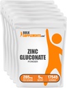 BulkSupplements.com Poudre de gluconate de zinc - Zinc 40mg, poudre de zinc - Supplément de zinc pour le soutien immunitaire - Sans gluten, 285mg par portion, 5kg (11 lbs) (paquet de 5)