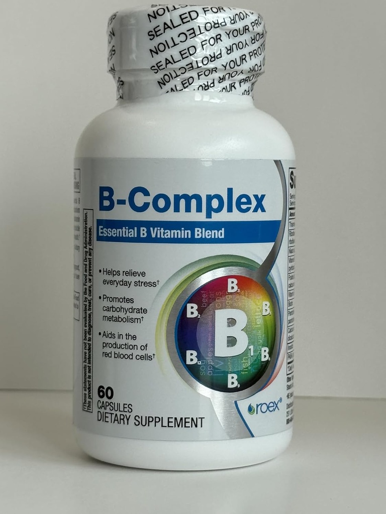 Roex Vitamins | B-Complex | 8 B Vitamins | Biologically Active Forms | Brain & Heart Health | Cellular Energy Metabolism | Immune Support | 60 Count