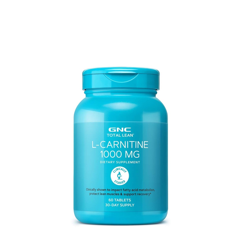 GNC Total Lean L-Carnitine 1000mg, 60 comprimés, soutient la récupération et la croissance musculaire maigre