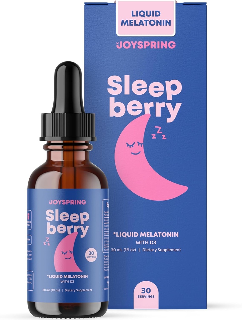 JoySpring SleepBerry Melatonin avec des gommies de mûre et de safran pour enfants - Supplément de soutien d'humeur