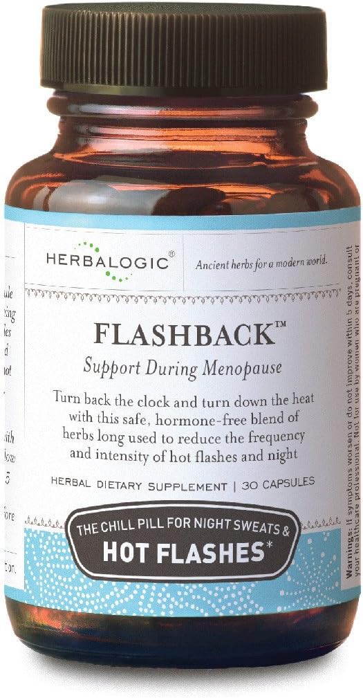 Herbalogic - Capsules d'herbes flashback - Relief naturel pour les éclairs chauds ménopausés, les sueurs nocturnes, l'insomnie, l'irritabilité et l'humeur - 30 Cap Count