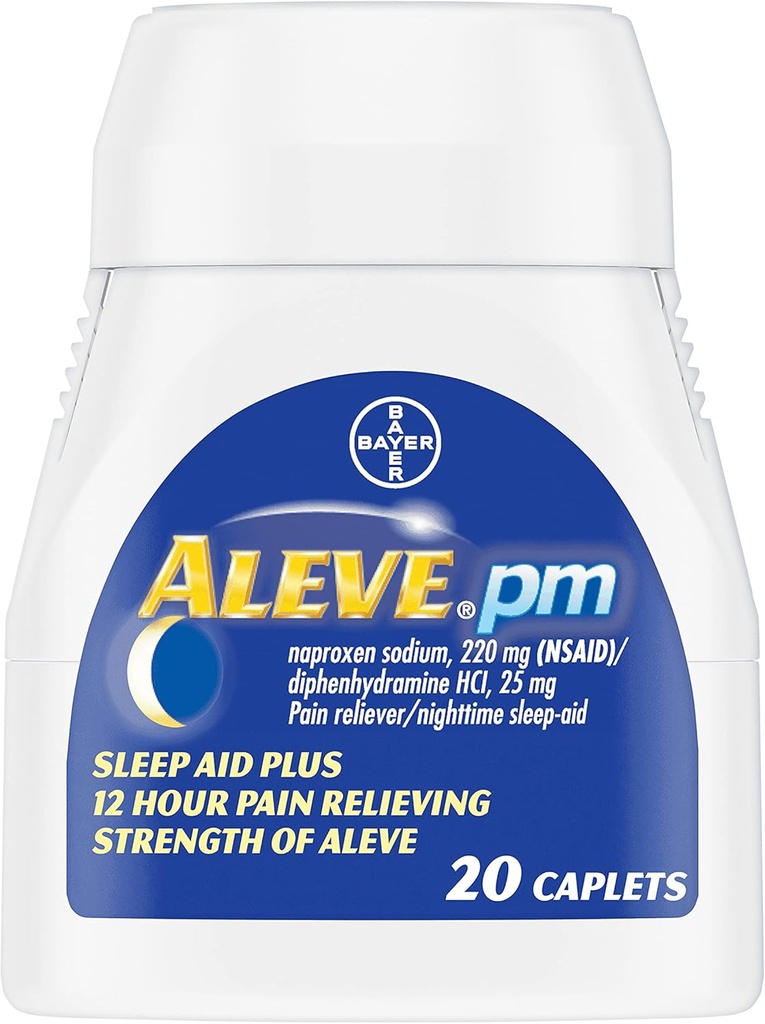 Aleve PM Pain Reliever Nighttime Sleep-Aid Caplets, 20 ea (paquet de 4)