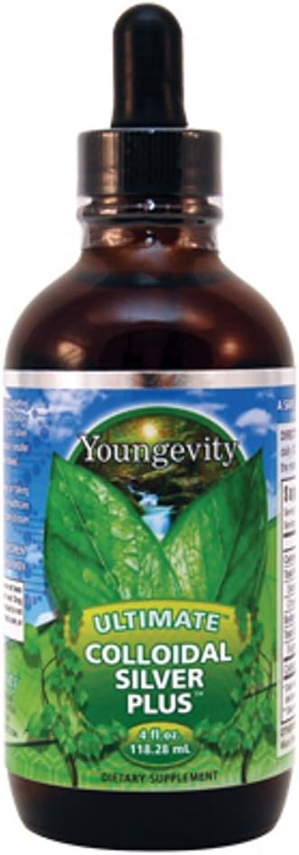 Youngevity Ultimate Colloïdal Silver – Supplément de soutien immunitaire pur de 5 ppm – Défense naturelle immunitaire avec des particules d'argent micro-fin – végétalien, sans conservateur – bouteille de goutteur de 4 fl oz