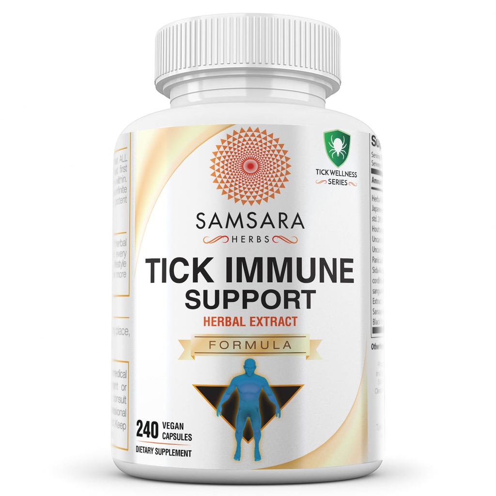 Samsara Herbs Tick Immune Support - japonais Knotweed, Cats griff, Andrographis, Cryptolepis, Sarsaparilla, Resveratrol, Tick Bite Support 240 Capsules