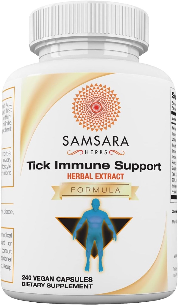Samsara Herbs Tick Immune Support - japonais Knotweed, Cats griff, Andrographis, Cryptolepis, Sarsaparilla, Resveratrol, Tick Bite Support 240 Capsules