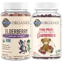 Jardin de la vie Bios Bundle Immune pour enfants – Gommies de soutien Immune pour mûres aînées (120 comte) + Gommies multivitamines certifiées biologiques pour enfants, non OGM, sans gluten, cerise (120 comte)