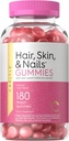 Carlyle Peau et ongles Vitamines 180 Gommies végétaliens Supplément aromatisé aux fruits pour les hommes et les femmes avec Biotin
