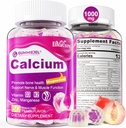 Citrate de calcium sans sucre Gummies pour les femmes et les hommes 1000mg, vitamine D3 K2, magnésium, zinc, bore, manganèse, cuivre, Absorption ultime Suppléments de calcium pour os, muscles et immunitaire - végétalien, 60 Compte