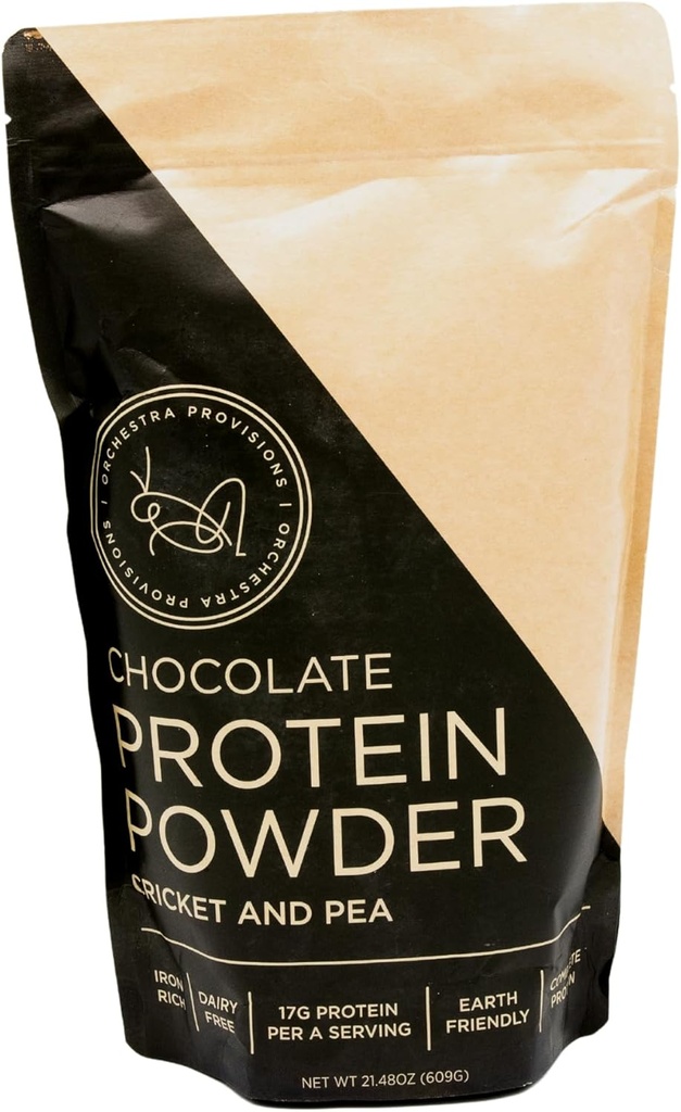 Chocolate Cricket and Pea Protein Powder Blend, 17g of Complete Protein, Lactose-Free, Whey-Free