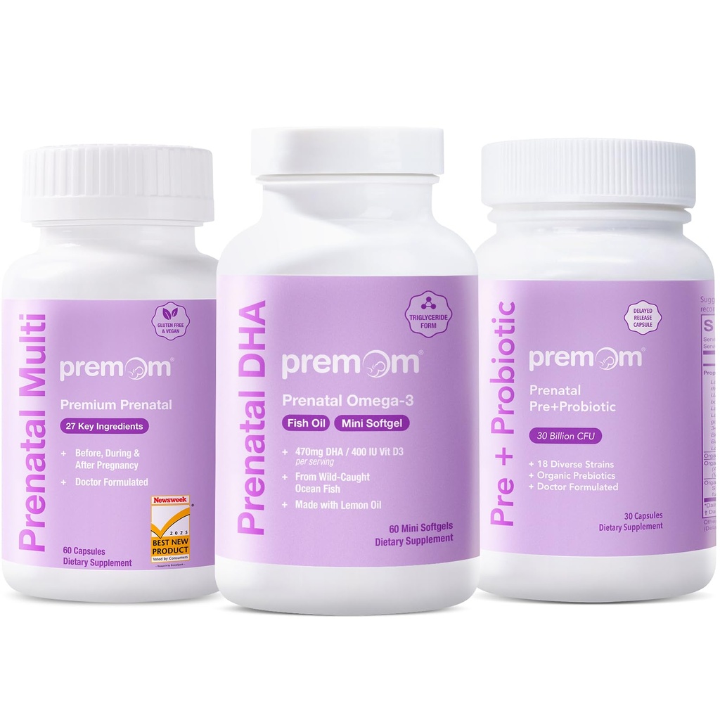 Probiotiques prénatals et huile de poisson DHA prénatale + formule de vitamine prénatale