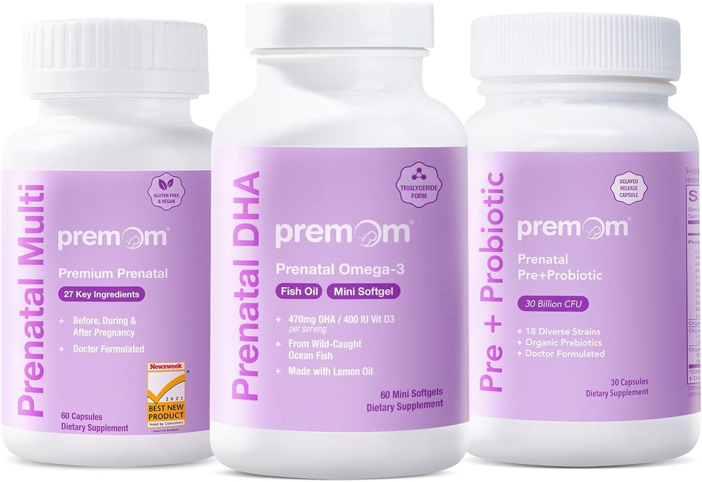 Probiotiques prénatals et huile de poisson DHA prénatale + formule de vitamine prénatale