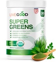 LiveGood Super Greens Poudre Bio Superfood avec Poudre de Graine de Blé, Poudre de Superfood quotidien pour le soutien immunitaire, l'énergie et la désintoxication, Supplément de Jus Vert (30 portions), 12.38 Oz