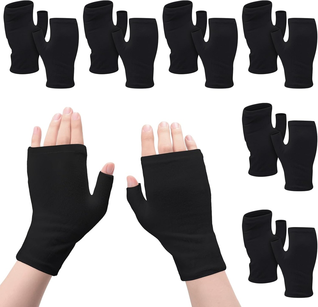 6 paires d'eczéma sans doigts Gants hydratants pour adultes Cotton pendant la nuit mains sèches (noir)