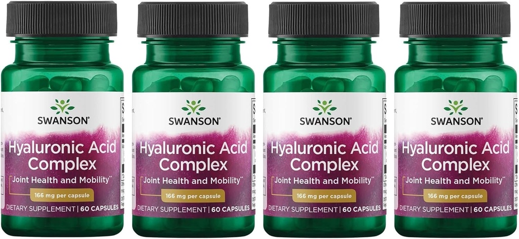 Complexe d'acide hyaluronique Swanson 166 mg 60 capsules (4 boîtes)