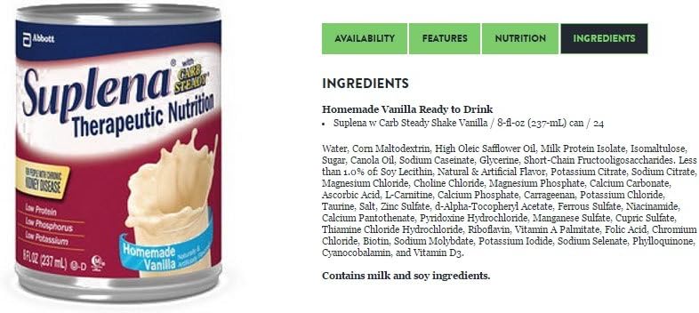 Supléna avec supplément alimentaire permanent de glucides ( SUPLENA W/CARB STEADY, VAN, 8OZ CAN ) 24 Chaque cas