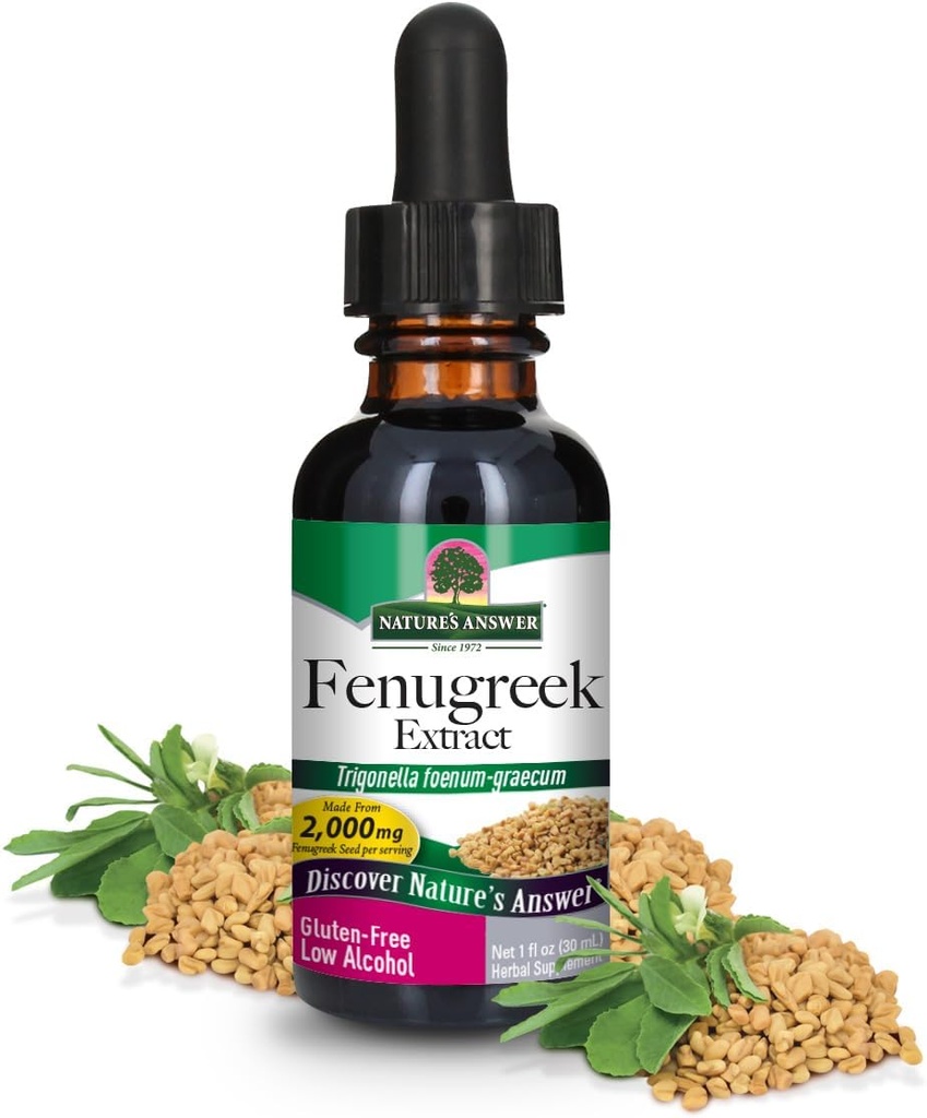 Nature's Answer Fenugreek Seed with Organic Alcohol, 1-Fluid Ounce (en anglais seulement) Soutien à la reproduction féminine (en anglais seulement) Aide à la maternité (en anglais seulement) Aide à la ménopause naturelle (paquet de 1)