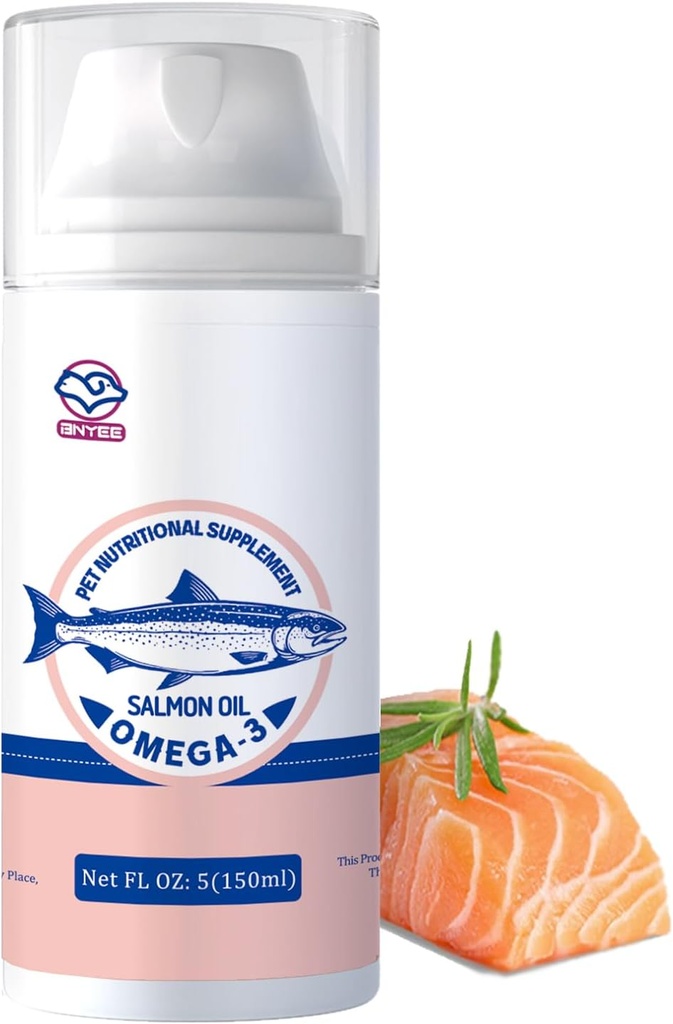Huile de poisson de saumon sauvage pour petits chiens et chats -3X Omega 3 Skin & Coat Support - Supplément alimentaire émulsifié concentré pour animaux de compagnie - Acides gras naturels EPA + DHA pour la fonction articulaire, immunitaire et la santé cardiaque