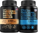 MEDCHOICE Turmère et gingembre (120ct) et cerveau nootrope (60ct) Supplément - Duo de bien-être pour le soutien des articulations, de la digestion, du cerveau et de l'humeur - végétalien, non OGM, sans gluten