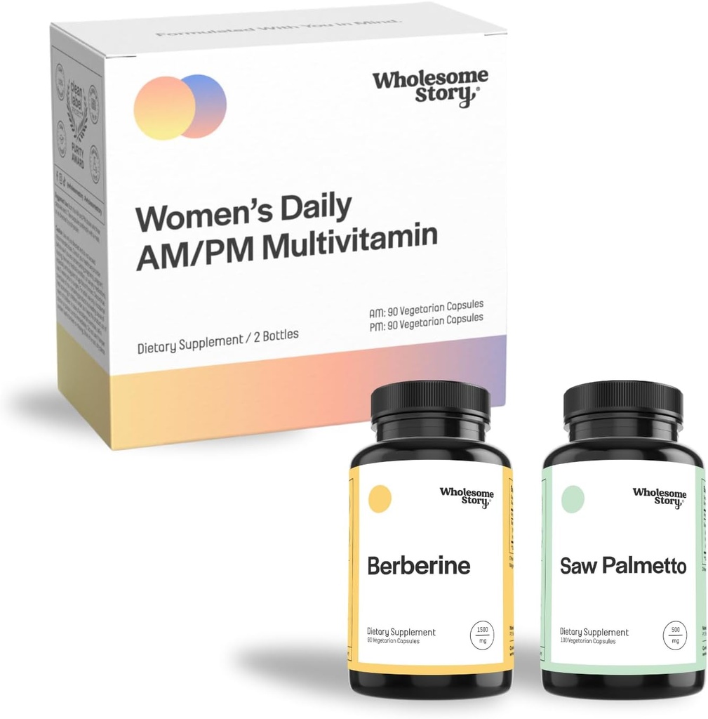 Ensemble de cheveux, peau et ongles: Supplément berbère 1500mg de Saw Palmetto pour hommes et femmes de qualité supérieure Biodisponible Multivitamine quotidienne pour femmes avec fer, folate, calcium, oméga-3 DHA et vitamine D