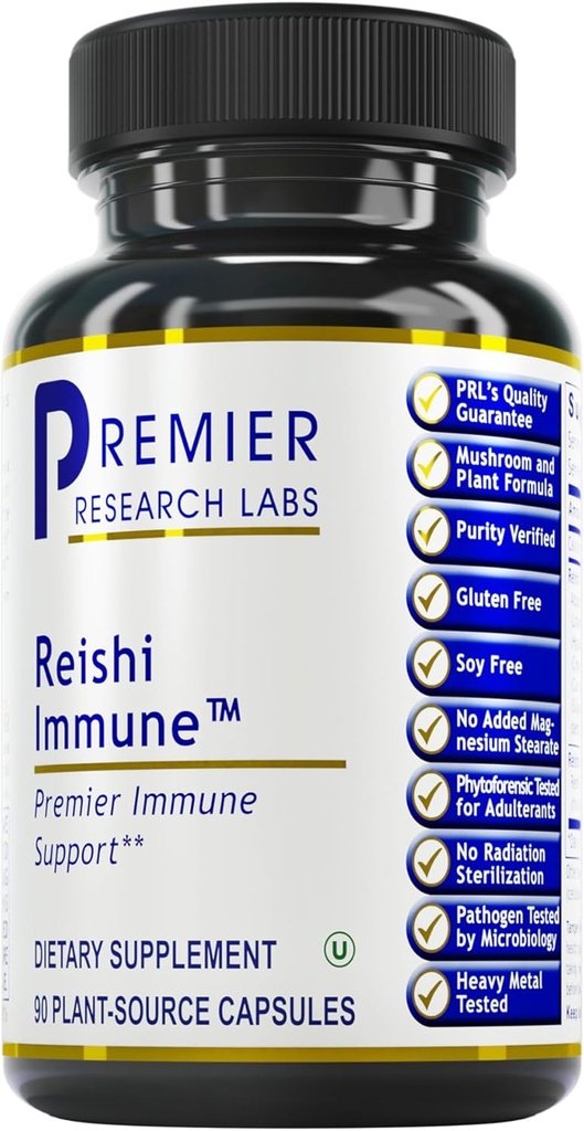 Premier Research Labs Reishi Immune Support Supplément- Reishi Mushroom Capsules, Extrait de champignons Reishi bio pour les femmes et les hommes, contient des algues rouges, curcuma, chardon de lait - 90 capsules Vegan pure