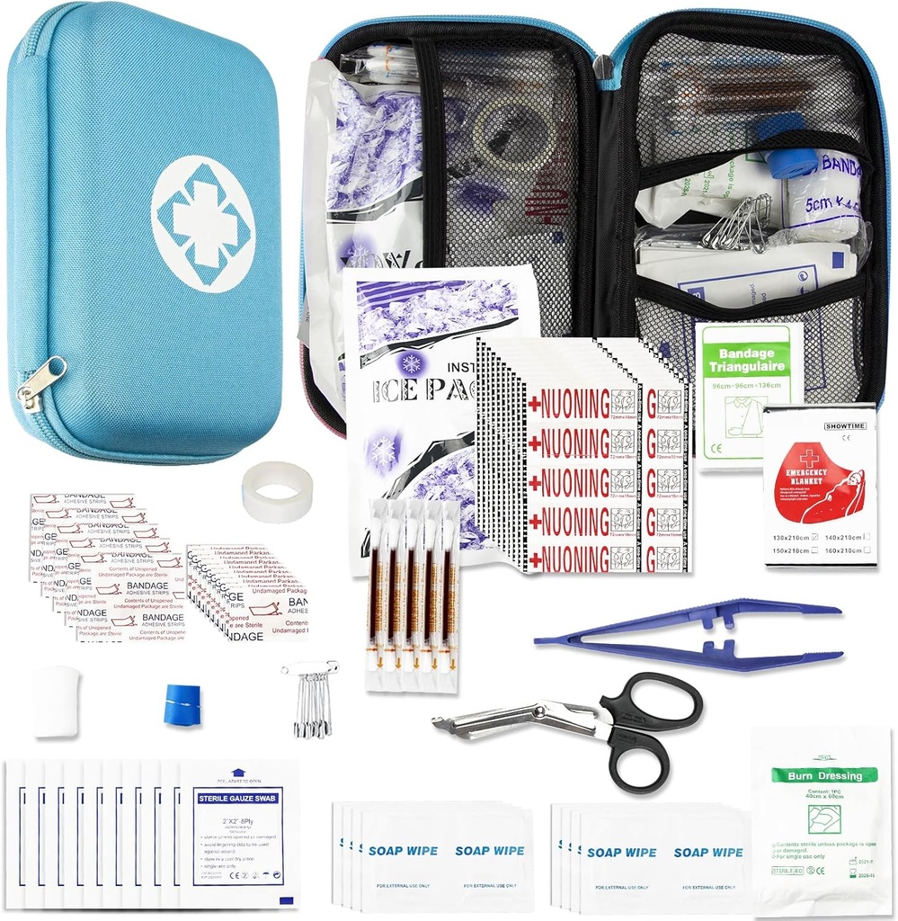 Car-Home Survival First-Aid Kit Emergency-Kit - Bleu 273Piece Équipement de voyage Fournitures Premiers soins Accueil Essentiels Camping Randonnée YIDERBO