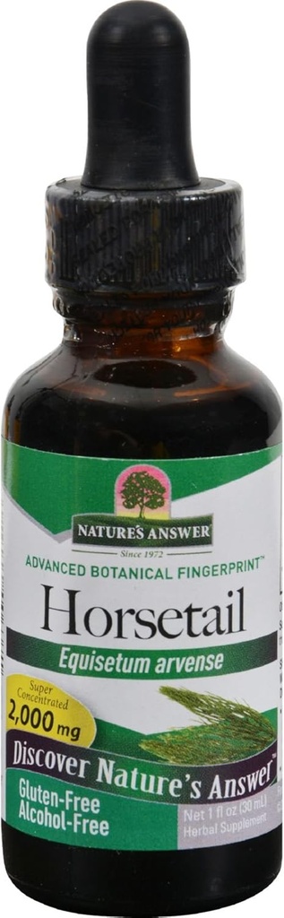 Natures Answer Horsetail Herb Alcohol Free - favorise la santé des ligaments et de la peau - 2000 mg - sans gluten - 1 fl oz (paquet de 2)