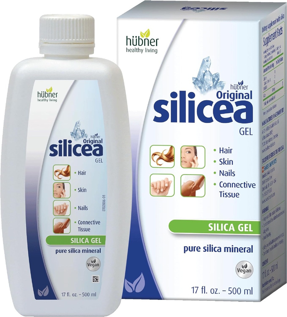 Hubner Original Silicea Gel 17 fl oz / 500 ml for Hair, Skin, Nails, and Connective Tissue, Pure Colloidal Silica Gel Formula, No Additives or Preservatives