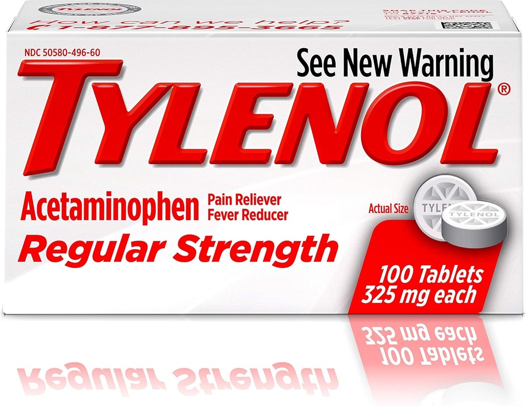 Tylenol Reg Strngth 100'S Taille 100ct Tylenol 325 Mg Force régulière Douleur soulagement