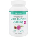 ML Naturals Triple Strength Lait Thistle 2000 mg (High Dosage & Potency Silymarin 192 mg par portion), 120 capsules végétales (4 mois d'approvisionnement). Soutient la santé du foie, la NSF-Certifiée & CGMP-Compliante