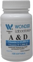 Wonder Laboratories Vitamine a 25 000 UI de l'huile de poisson de foie de morue + vitamine D3 1 000 UI