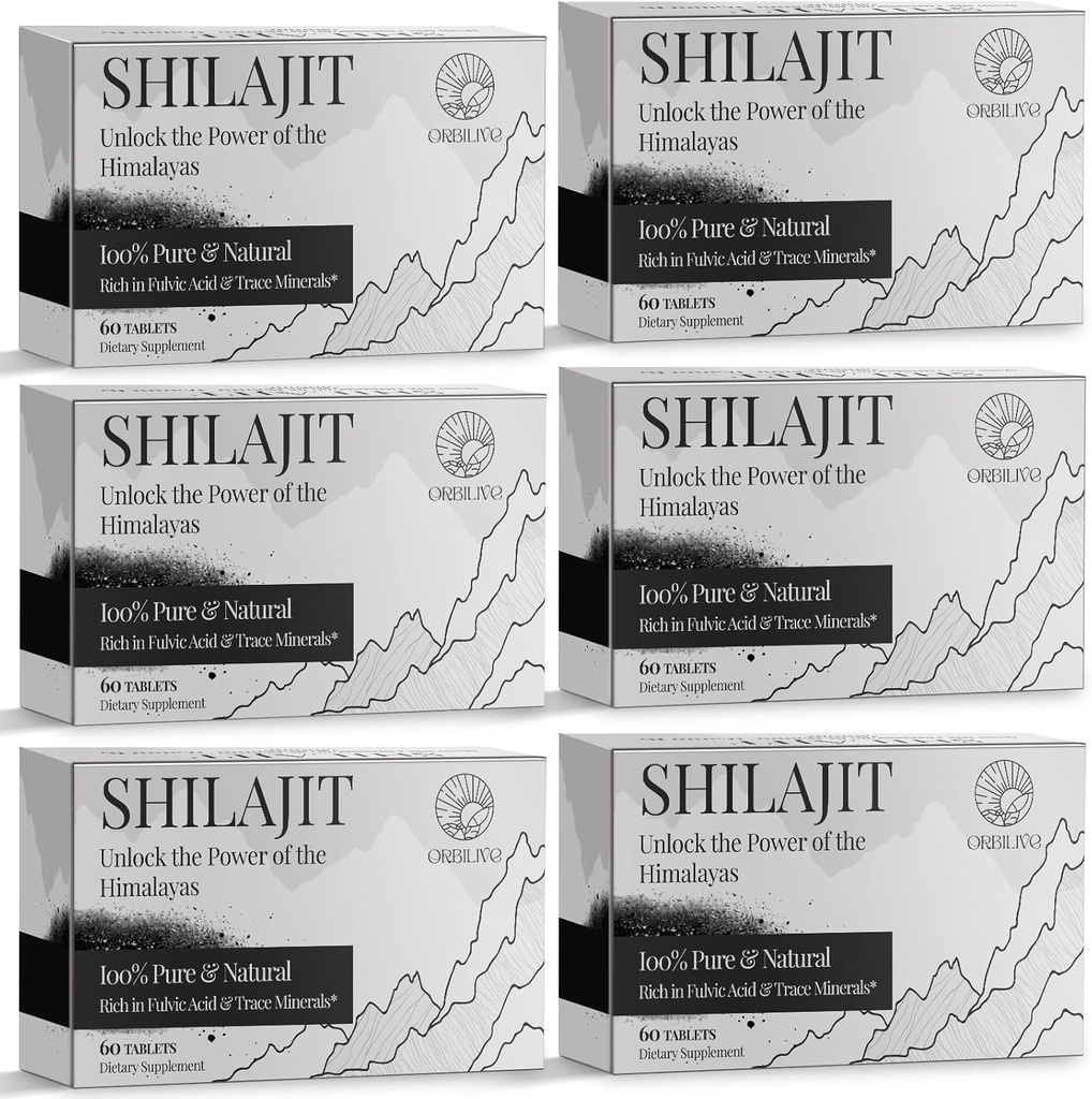 30 000 MG Shilajit Comprimés, 100% Shilajit Pure, Himalayan Organic, Shilajit pour hommes et femmes riches en acide fulvic & 85+ Trace Minerals, Supplément Shilajit pour système d'énergie et d'immunissance, 360 Count