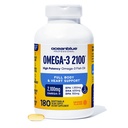Oceanblue Professional Omega-3 2100 – 180 ct – Supplément d'huile de poisson sans Burpless triple résistance avec EPA, DHA, DPA – Wild-Caught – Orange Flavor (90 portions)