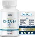 Supplément Dhea pour les femmes et les hommes, Supplément Dhea 25 pour l'équilibre hormonal, Suppléments purs Dhea sans gluten, Dhea pour les hommes Formulation de la force maximale, Capsules végétariennes (60 capsules - 2 mois d'approvisionnement)