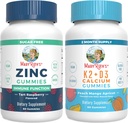 MaryRuth Organics Zinc (Tart Raspberry) & Vitamin K2+D3 Calcium Gummies (Peach Mango & Apricot) | Clean Label Project Verified® | Vitamins for Immunity & Joint and Bone Health | Vegan, Non-GMO