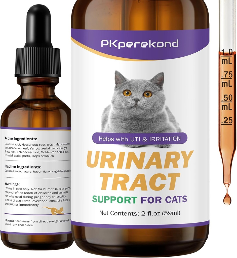Soutien de l'urine pour les chats - Traitement UTI pour les chats - Santé de l'urine, soulager Cristaux urinaires, Supplément de soutien du rein et de la vésicule, 2 oz CATNEW