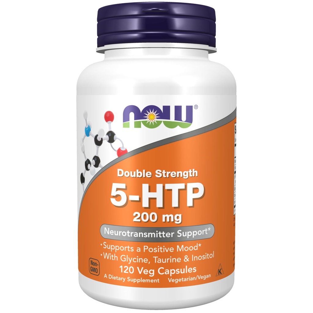 MAINTENANT Suppléments, 5-HTP (5-hydroxytryptophane) 200 mg, double résistance, soutien des neurotransmetteurs*, 120 gélules